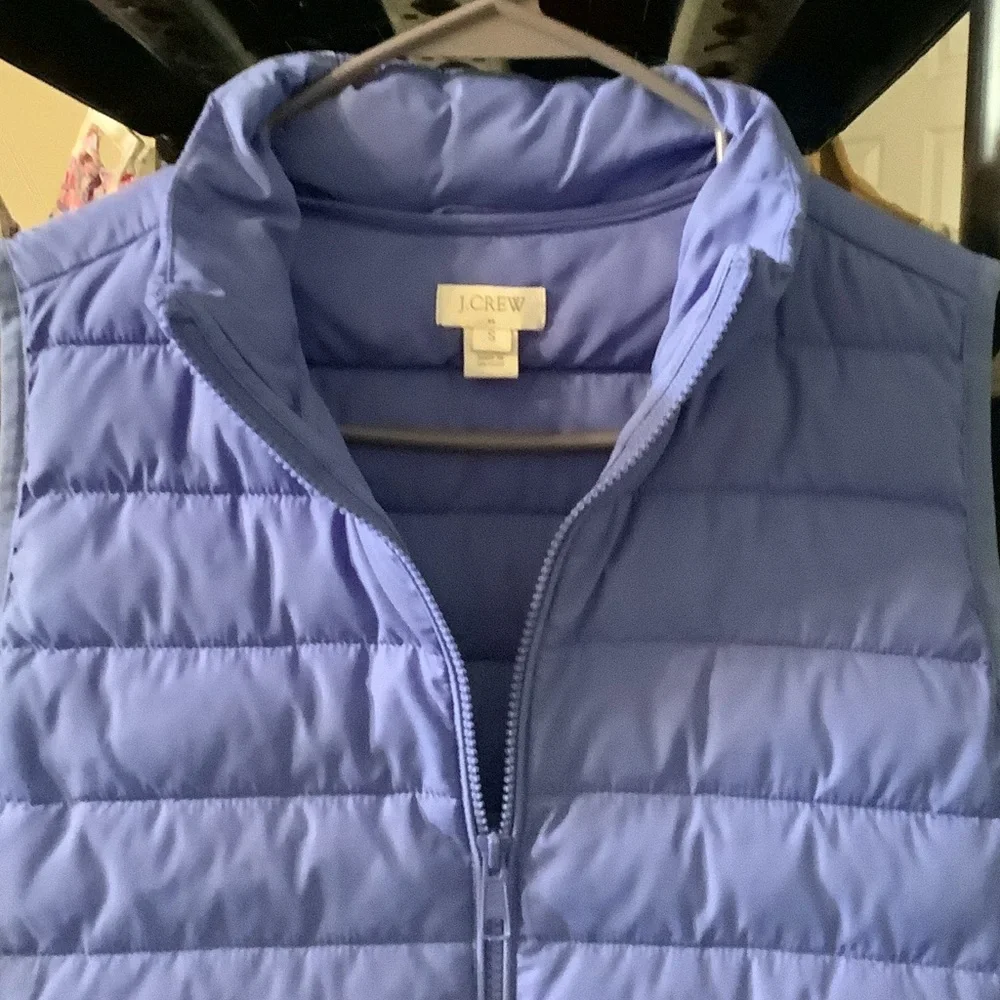 J. Crew‎ light blue Quilted Vest, small, full zip